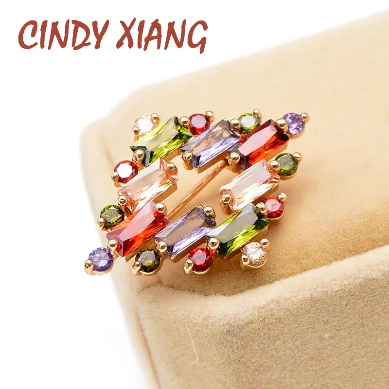 Женская и мужская брошь CINDY XIANG круглый воротник с фианитом 6 цветов летние