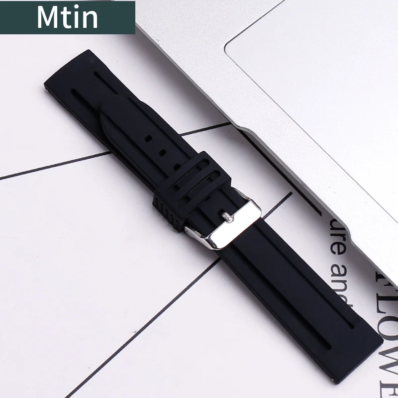20mm22mm24mm Silicone Strap Men's Watch Accessories For Casio Tissot Omega Huawei GT2 Samsung Outdoor Sports Rubber Wristband