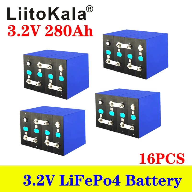 

16x 3.2V 280Ah LiFePO4 batteries DIY 4s 12V 24V 280AH Rechargeable battery pack for Electric car RV Solar Energy storage system