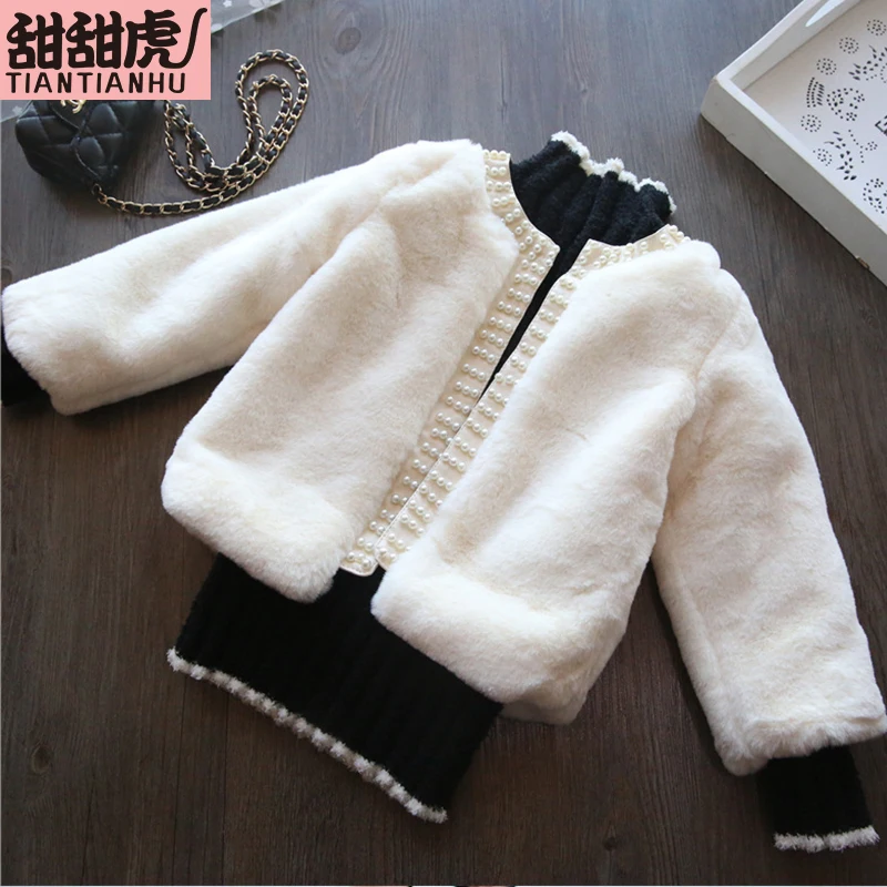 New Autumn Winter Baby Girls Coat Faux Fur Jackets Thick Warm Parka Kids fur Outerwear Clothes for solid O-neck suit | Детская одежда и
