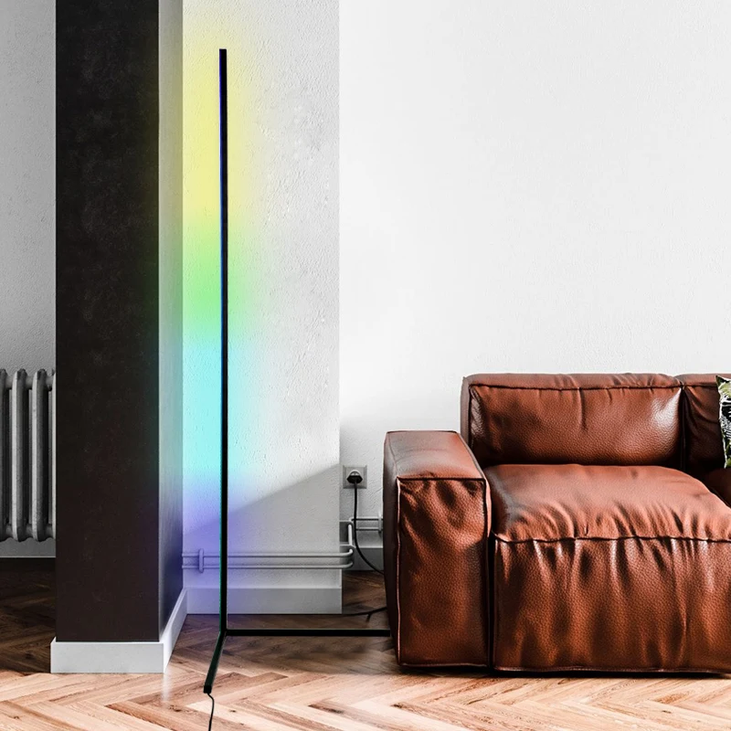 

Nordic simple and modern rgb corner floor lamp led stem floor lamps for living room bedroom standing atmosphere indoor fixtures