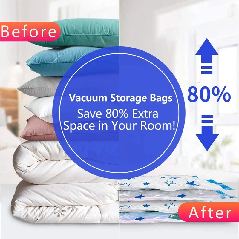 Вакуумные пакеты для хранения 8 упаковок (31X24 дюйма) с ручным насосом многоразовые