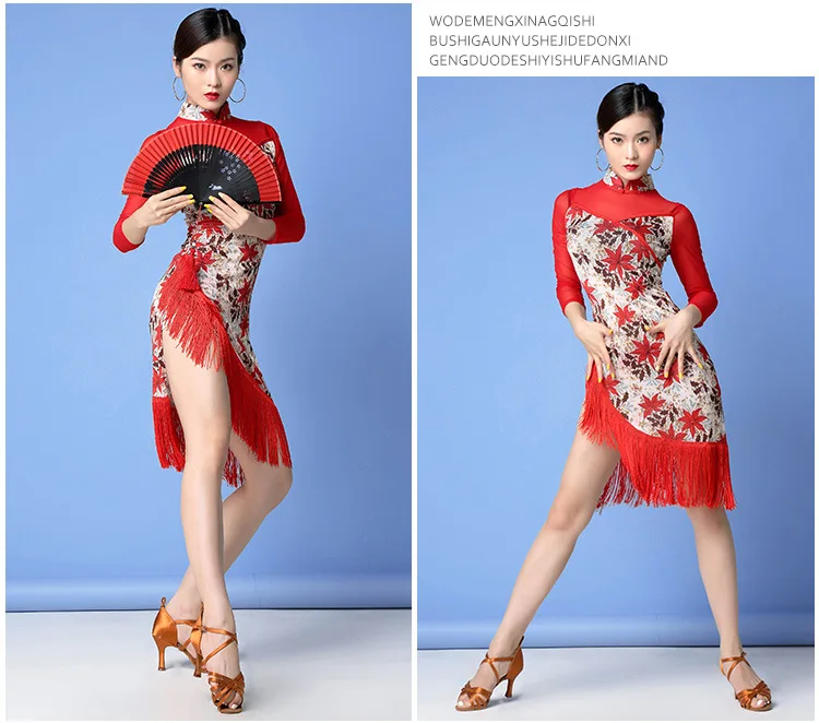 

Women Dance Wear Ballroom Dress Samba Costume Sexy Party Dresses Sheer Mesh Stretchy One-piece Latin Dress