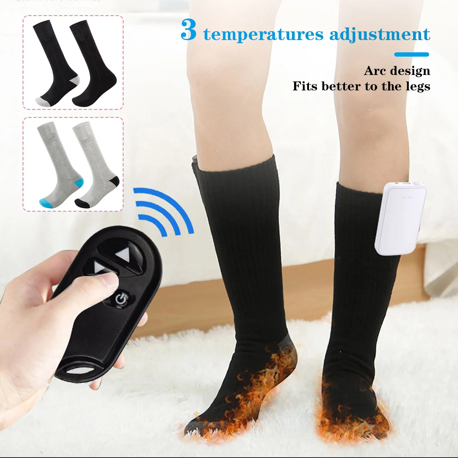 

1Pair Electric Heating Socks USB Charge Socks Winter Foot Warmer Electric Thermal Socks With 4000 MAh Battery And Intensely