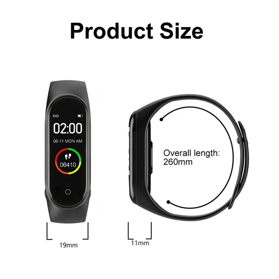 

Smart Bracelet M4 Pro Fitness Sport Tracker Waterproof Fashion Smartband Pedometer Monitor Bracelet Band For Android 2021 Hot