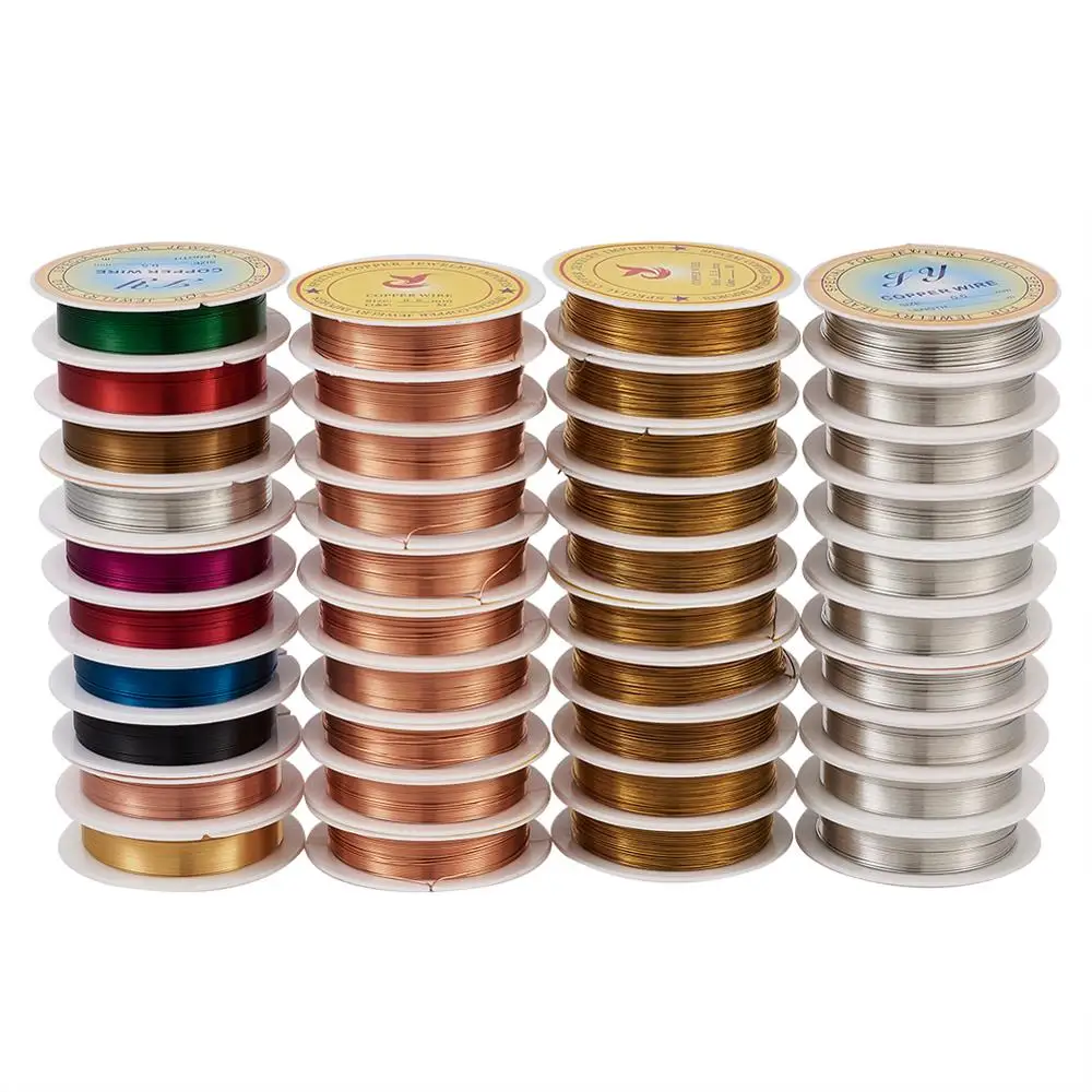 pandahall 10 rolls Copper Jewelry Wire for Jewelry Making DIY Silver Golden Mixed Color 0.2mm 0.3mm 0.5mm 0.6mm 0.8mm 1mm