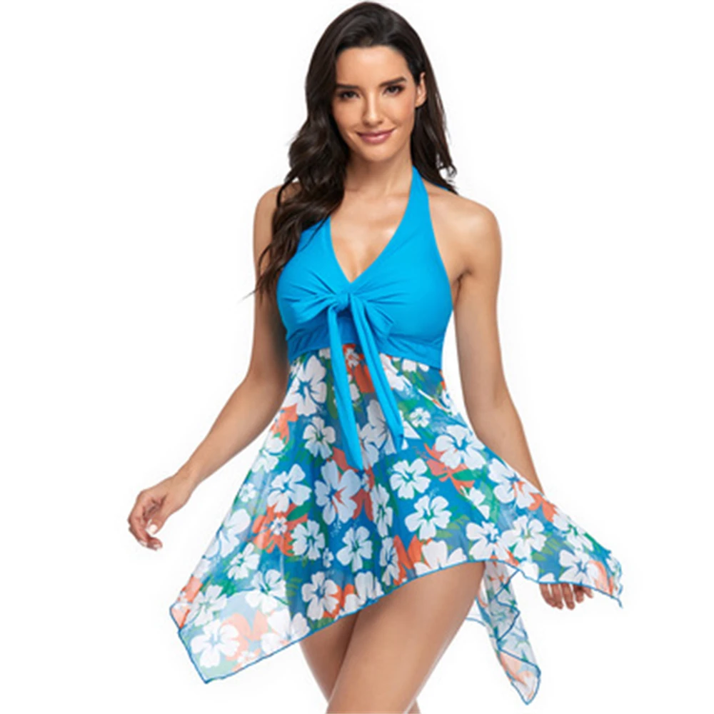 

maillot de bain femme bikini 2021 Mesh skirt split Sexy ladies printed bikini swimsuit women high waist bikini bikini brasileo