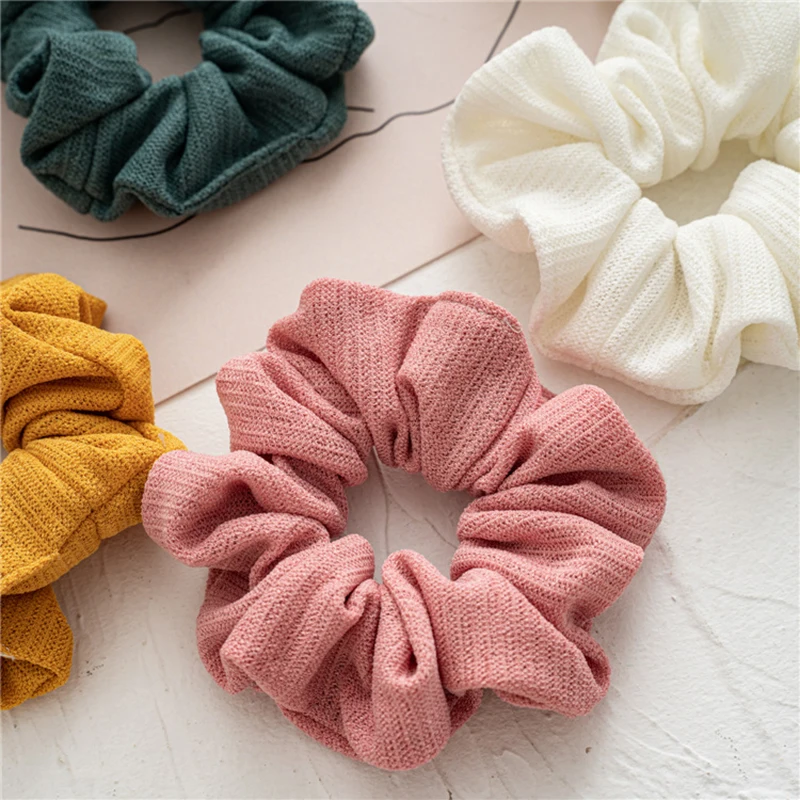 

Corduroy Big Hair Scrunchies Women Ponytail Holder Warm Striped Girl Rubber Bands For Hair Bun Solid Soft Vintage Hair Gums New