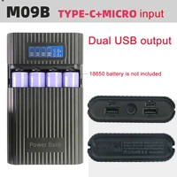 18650 battery charger dual usb output anti reverse 18650 battery diy power bank box with lcd display led light lamp
