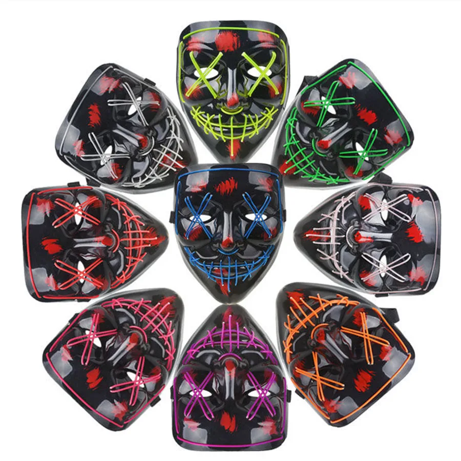 Украшение для Хэллоуина светящаяся светодиодная маска с V-образным вырезом