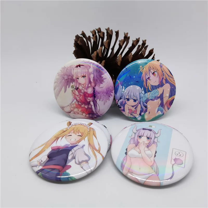 

58MM Demon Miss Kobayashi's Dragon Maid Kanna Badges Thouru Round Icons Button On Backpack Decoration Brooches Metal Pins For