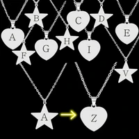 26 letters alphabet a z necklace stainless steel engraved pentagram pendant necklace for women jewelry gift