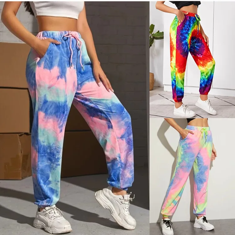 

2020 New Tie Dye Fashion Casual Pants Fashion Ankle Banded Women Pants