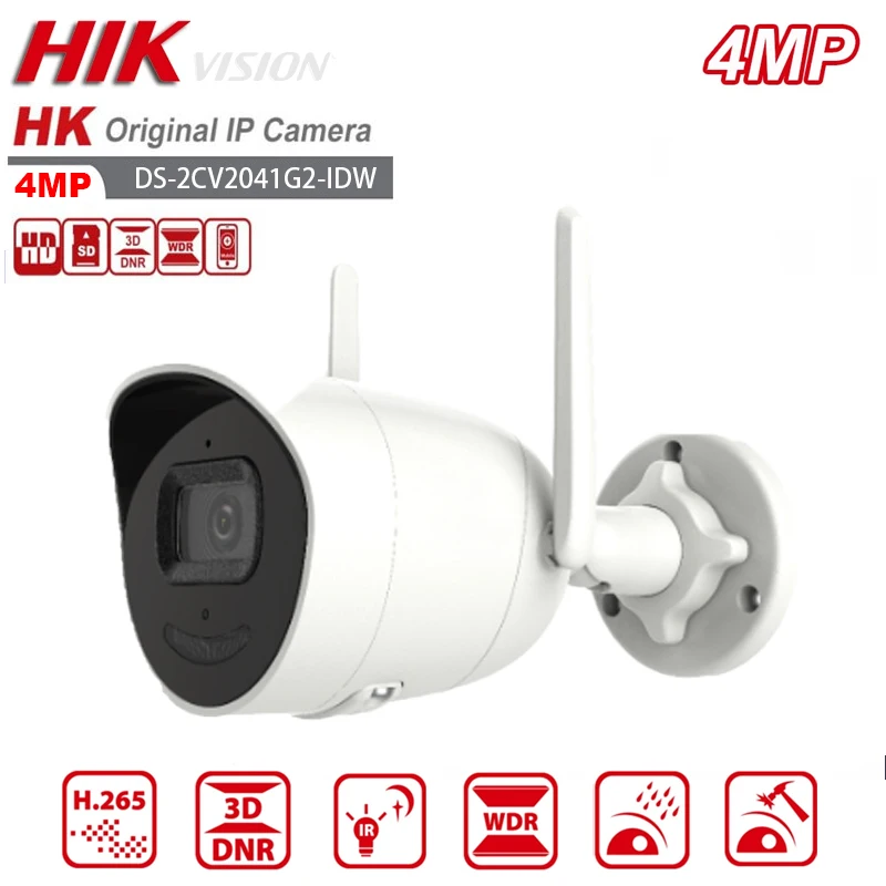 

For Hikvision 4MP Bullet IP Wifi Camera Wireless DS-2CV2041G2-IDW IR With SD Card Slot H.265+ Waterproof Replace 2CD2041G1-IDW