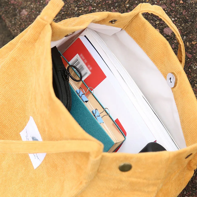 

Lady's Handbag Casual All-match High-capacity Art School Style Corduroy Canvas Handbag City Jogging Bag