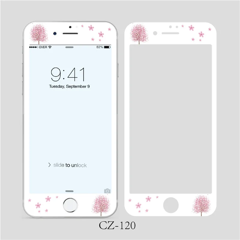 Милое закаленное стекло с цветочным узором для iPhone 8 7 6 6S plus 3D мягкая передняя защита экрана пленка полноэкранное стекло