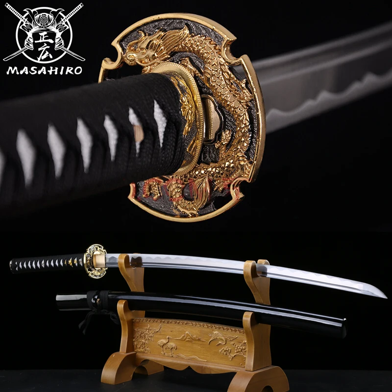 Лезвие из углеродистой стали Gold Dragon Katanas 1045, острые японские мечи ручной работы, функциональные мечи Catana 41 дюйм