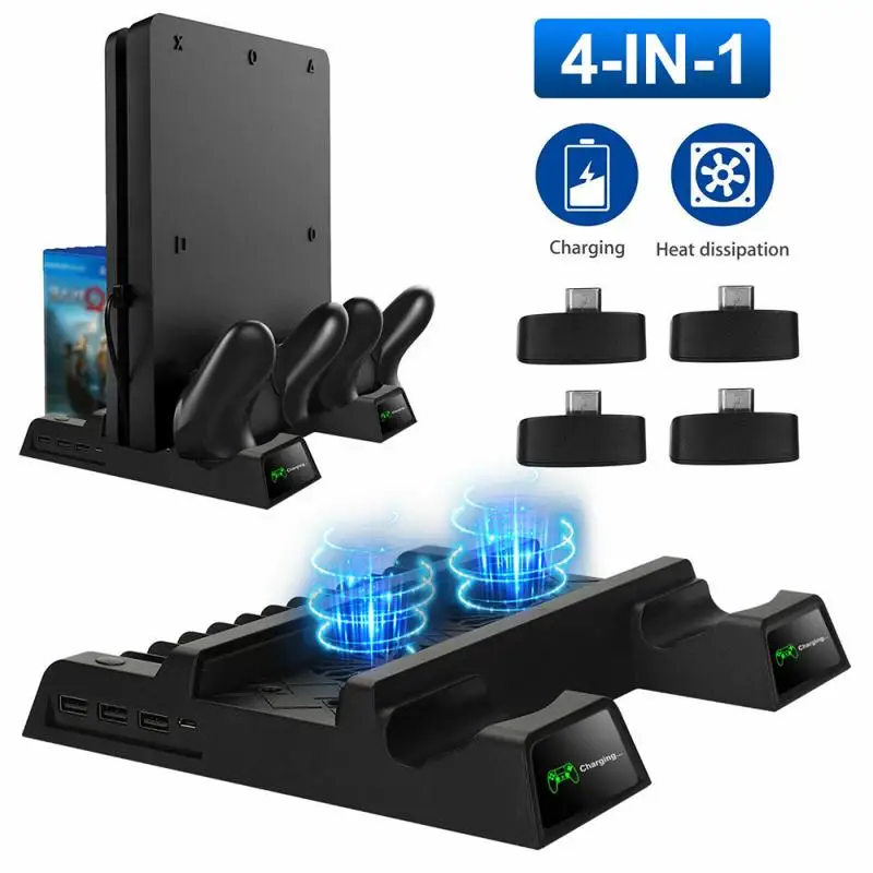 

Dock Station Slim Vertical Stand USB Games Stands Cooling Fan For Dual Controller Charger