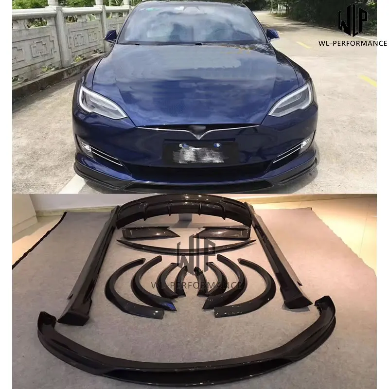 Модель S R sytle углеродное волокно + ФАП передняя губа задний бампер боковые юбки