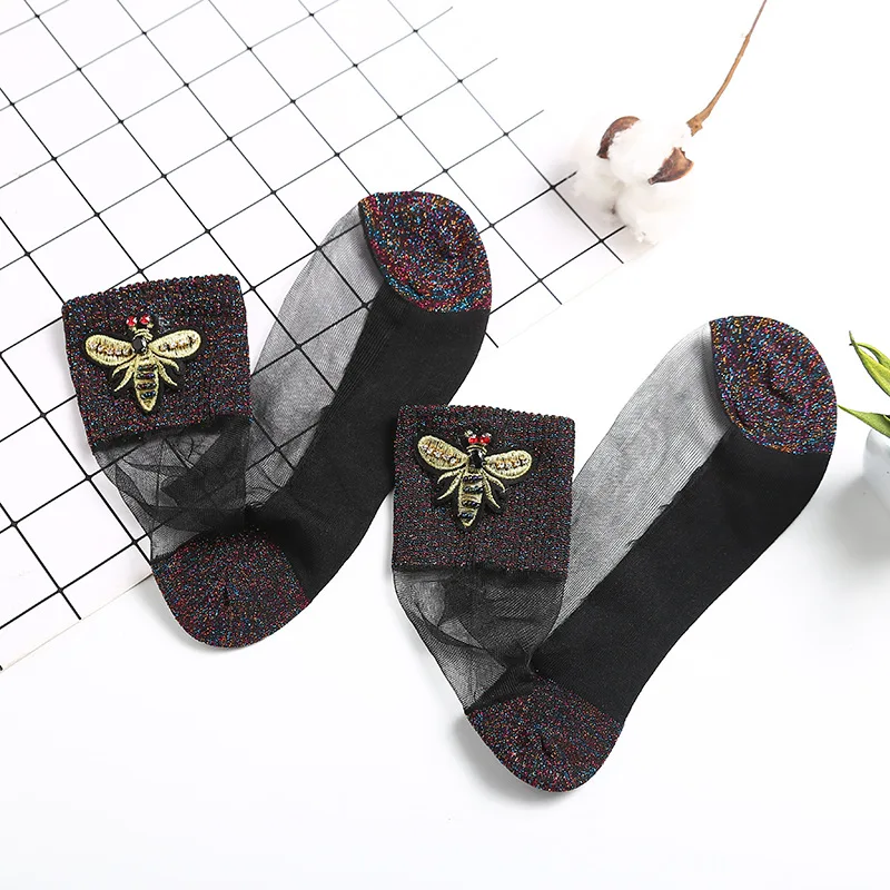 Skarpetki/прозрачные носки повседневные женские рождественские блестящие яркие со