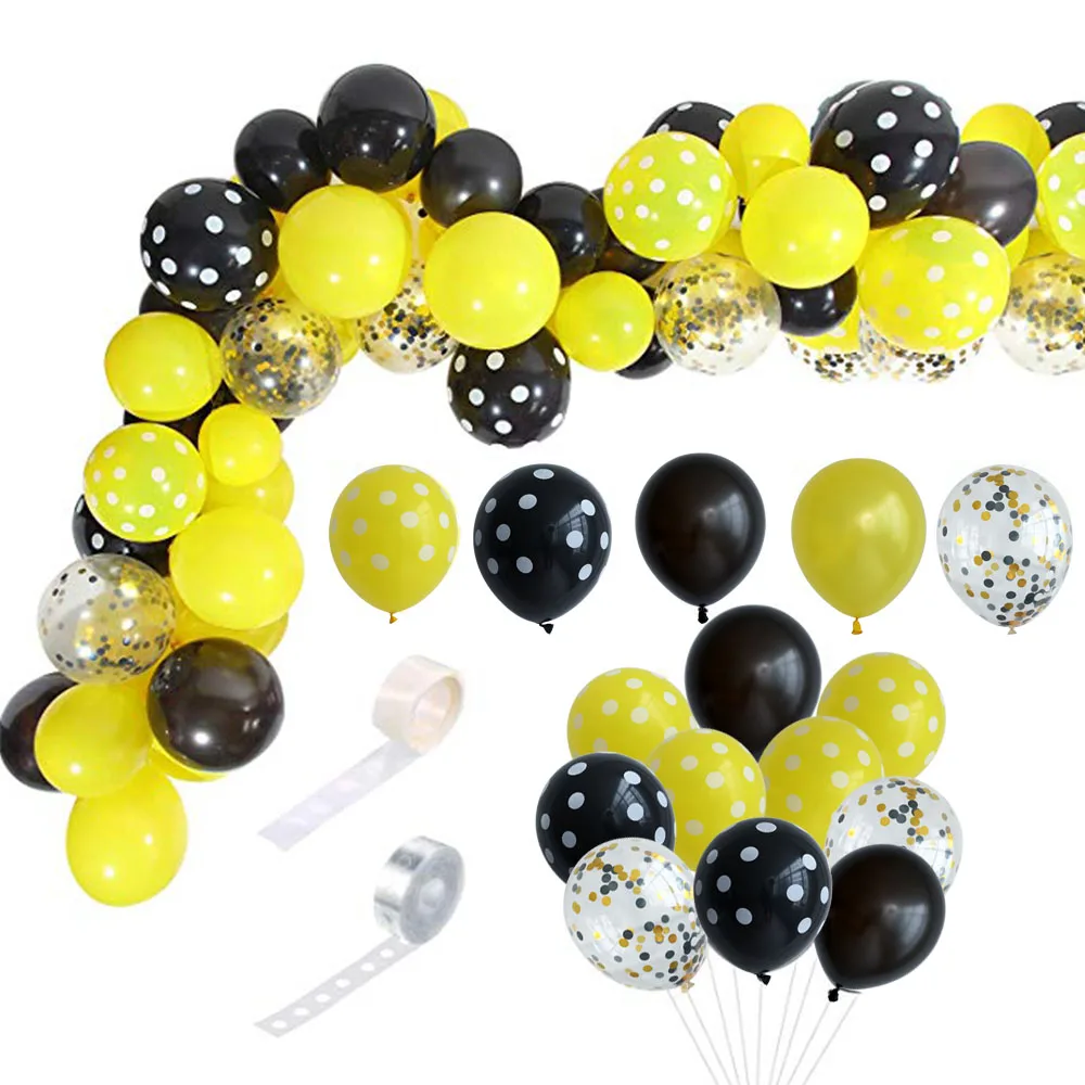 92 шт. встроенные желтые и черные шары в горошек|Воздушные аксессуары| |