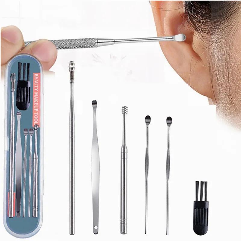 1/Ear Wax Pickers Stainless Steel Earpick Wax Remover Curette Ear Pick Cleaner Ear Cleaner Spoon Care Ear Clean Tool  - buy with discount