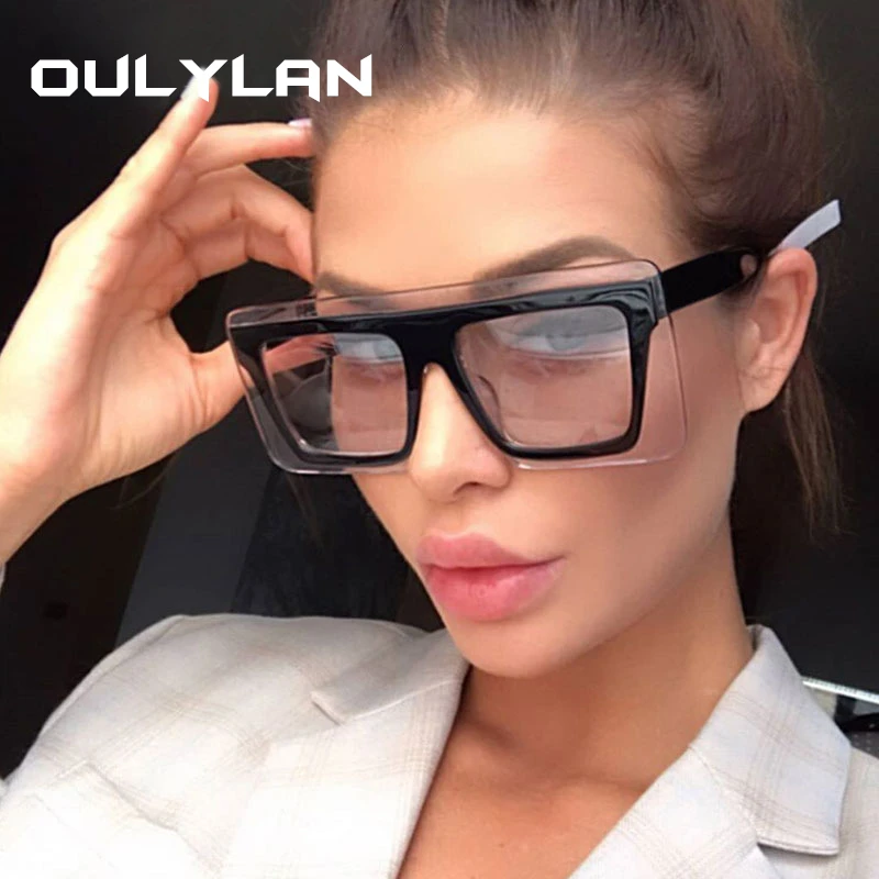 

Oulylan большие квадратные солнцезащитные очки для женщин и мужчин, цветные солнцезащитные очки, оттенки, винтажные женские градиентные солнц...