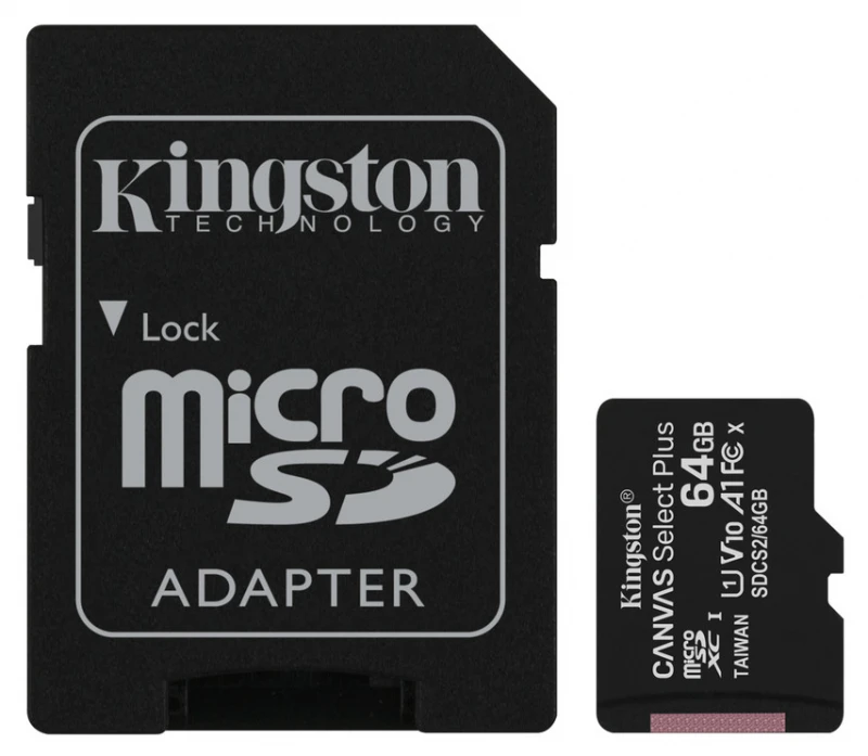 Карта памяти micro SDXC 64Gb Kingston Canvas Select Plus UHS-I U1 A1 + ADP (100/10 Mb/s) |