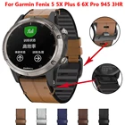 Ремешок для Garmin Fenix 5 5X Plus 6 6X Pro 3 HR, браслет для быстрого крепления 26 22 мм, силиконовый кожаный ремешок для часов Forerunner 945, браслет