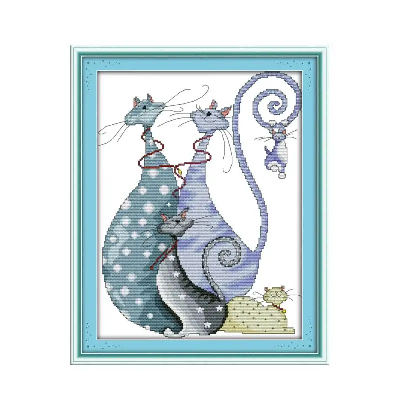 

Lovely cats cross stitch kit 14ct 11ct count print canvas stitching embroidery DIY handmade needlework