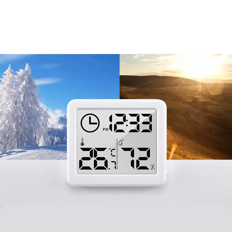 

Home Electronic Thermometer Household Thermometer Multifunction Thermometer Hygrometer With Time Display Indoor Room Decorations