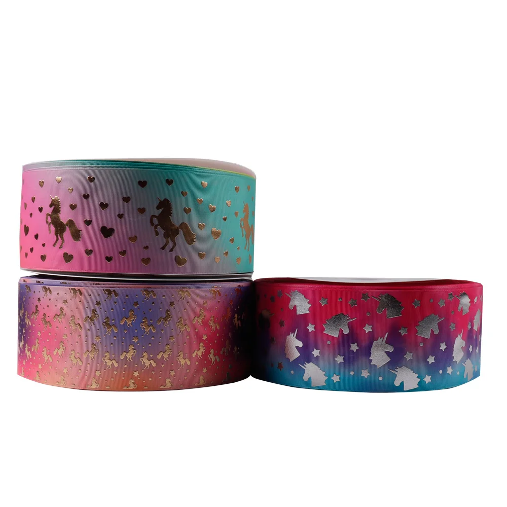 JOJO Луки 75 мм 2y корсажная лента с принтом бронзового цвета блестящие Единорог