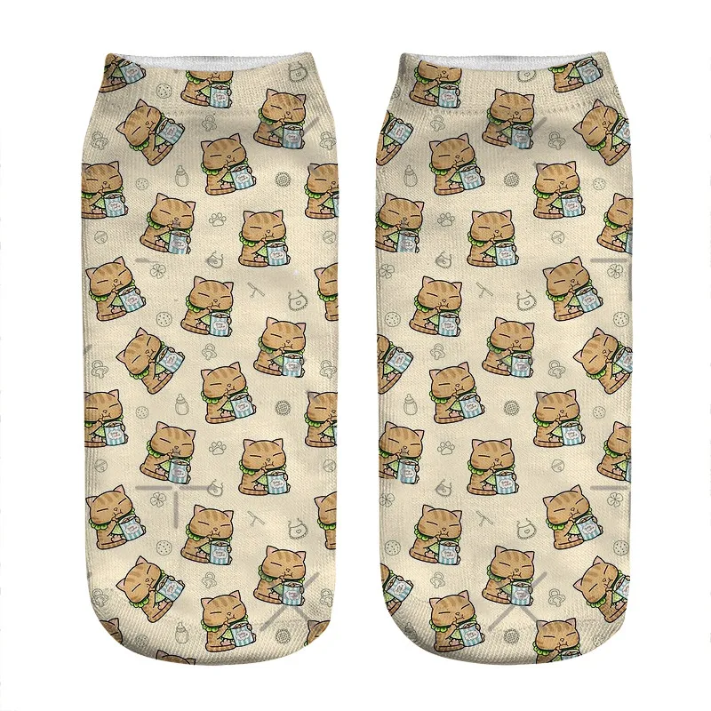 

Женские носки 2021, милые носки с принтом желтого кота, женские носки в стиле Харадзюку, веселые забавные новые милые подарочные носки для дев...