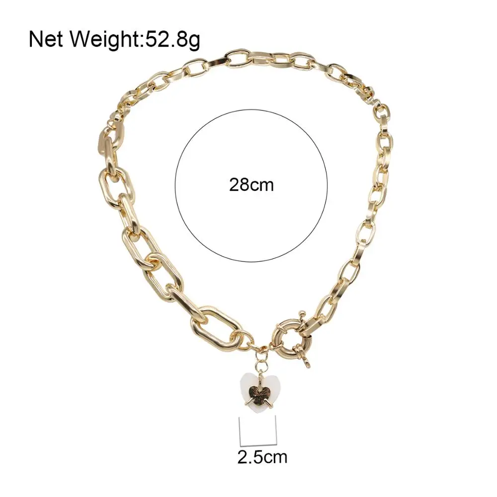 

Lifefontier Chunky Chain White Heart Pendant Necklace for Women Hip Hop Punk Miami Cuban Choker Necklace Punk Jewelry