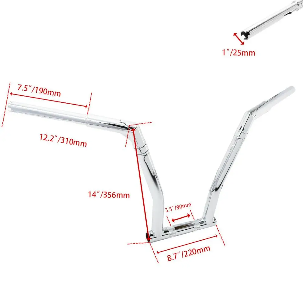 

Motorcycle 14" Rise 1.25" Handlebar Hanger Bar For Harley Dyna Fat Bob FXDF FLSTC FLSTF FLSTFB