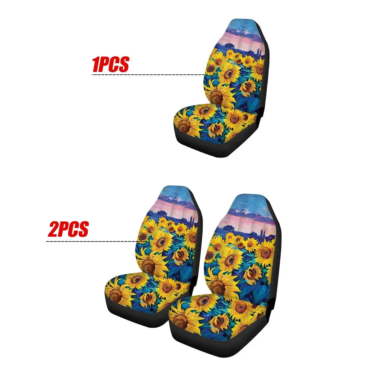 1/2 шт. универсальные чехлы на автомобильные сиденья с принтом подсолнуха|Чехлы