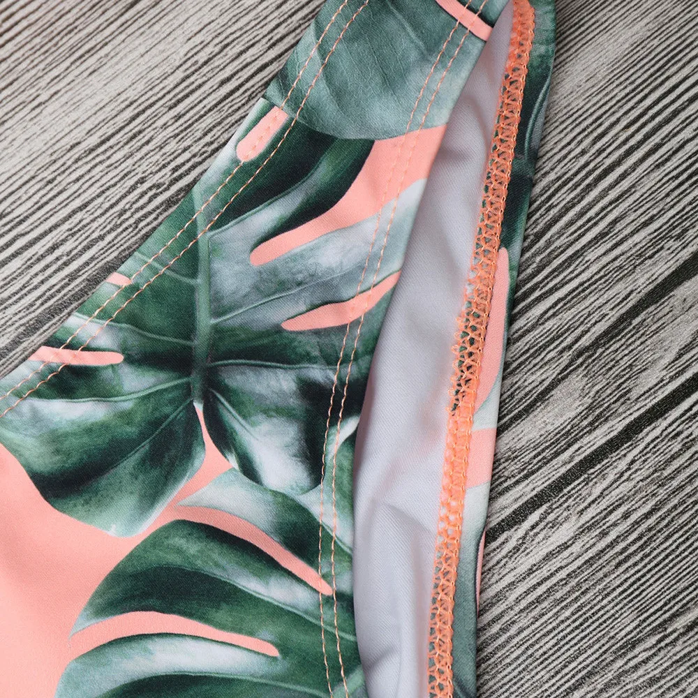 

Sexy Bandage Bikini 2021 Swimsuit V-neck Swimwear Women Push Up Leaf Print Bikinis Set women swimming suit Biquini Bathing Suit