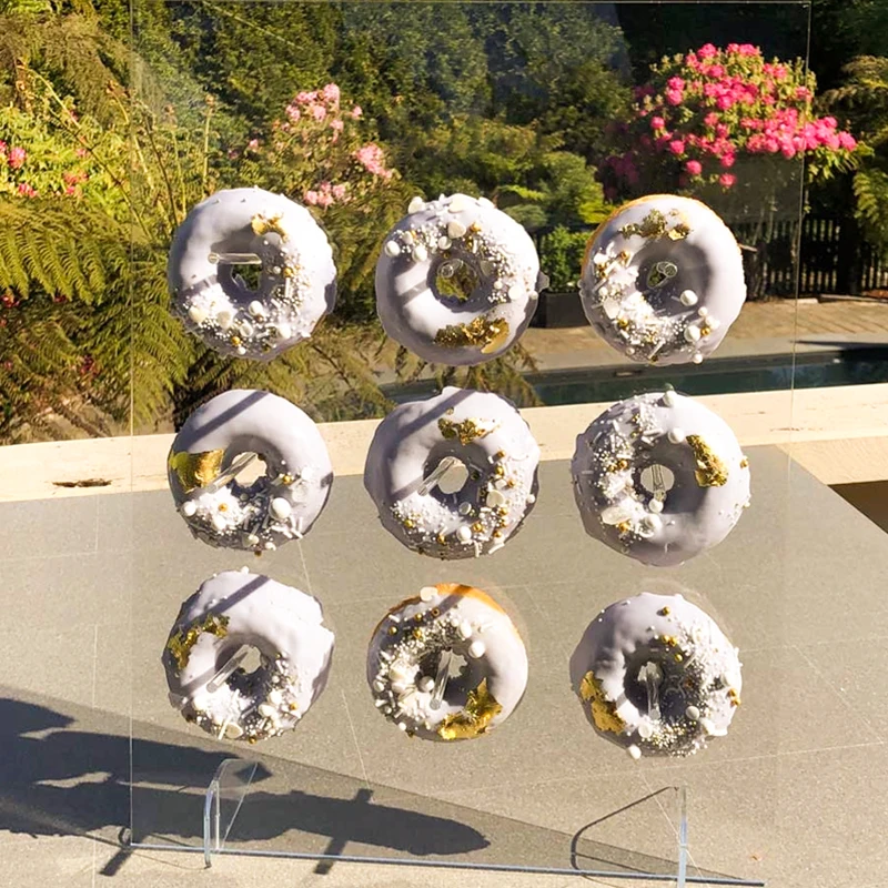 Clear Donut Stand Acrylic Wall For Donuts Wedding Birthday Decoration Party Table Accessories Desktop Donuts Holder Baby Shower