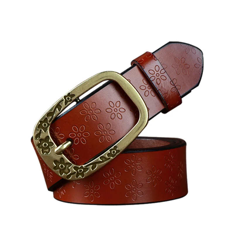 

2021 New Fashion Cow Leather Women's Belt Fashion Jeans Belts for Women Luxury Brand Belt Female Vintage Pin Buckle 3.2Cm Wide