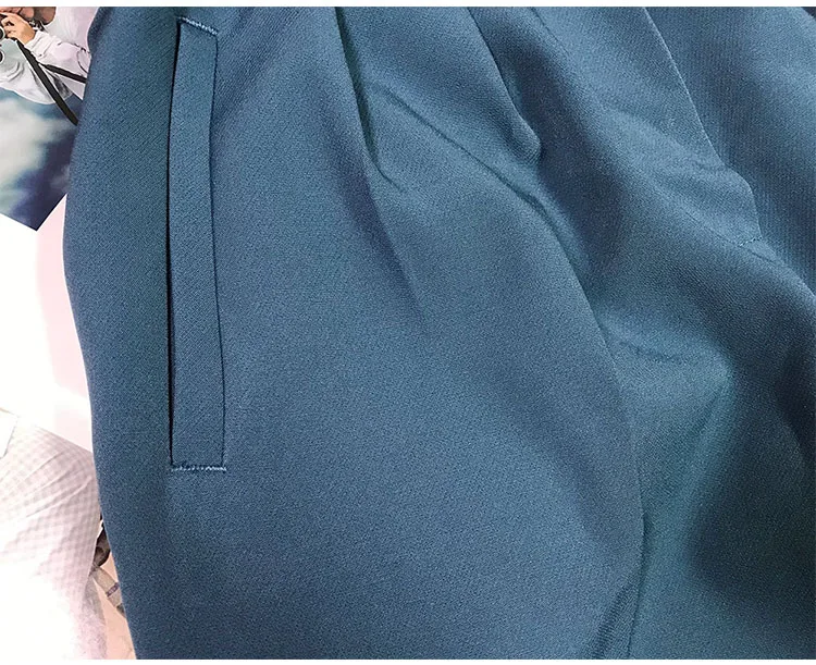 Elfbop синие длинные брюки с высокой талией поясом-Новейшие женские стильные |