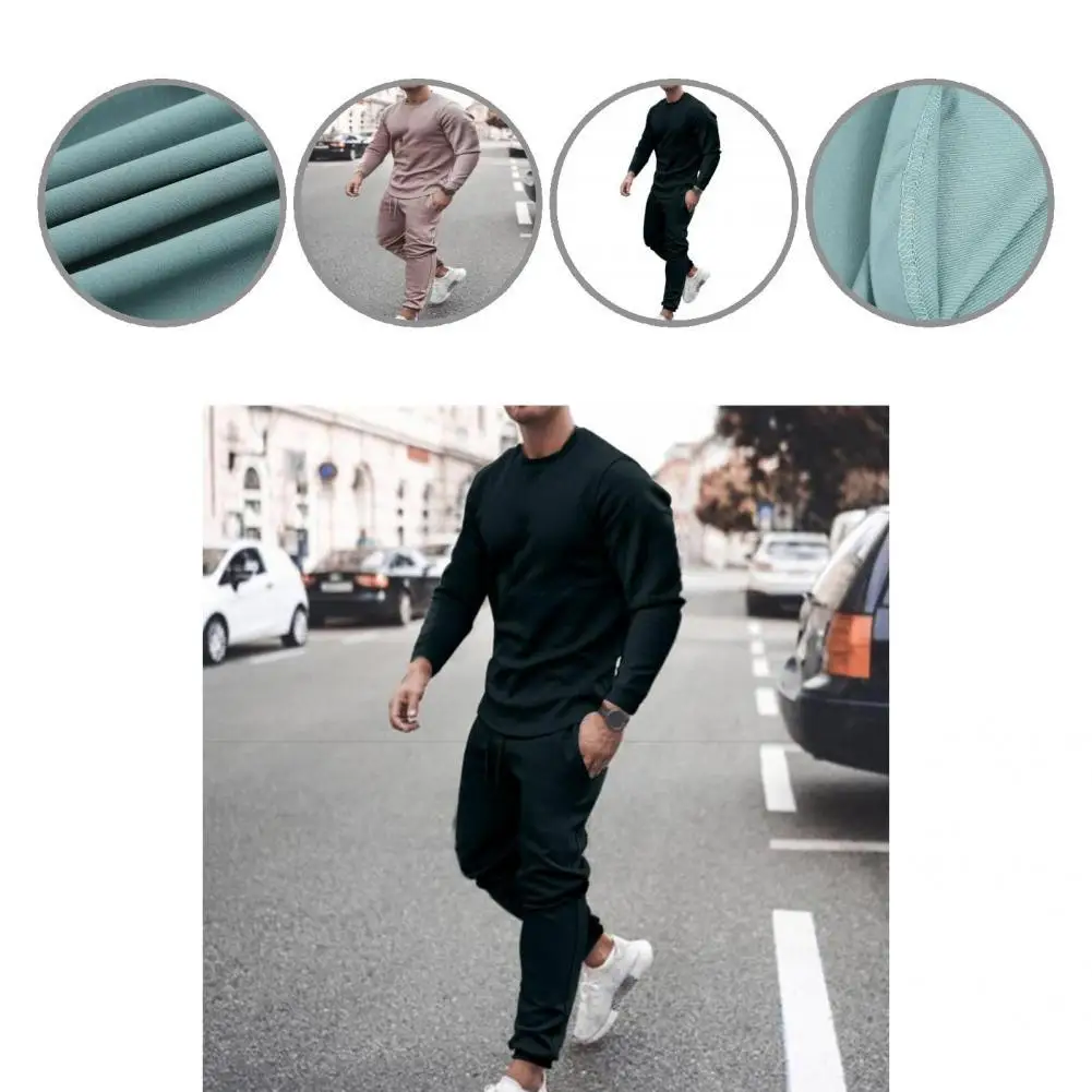 

Breathable 2 Pcs/Set Fabulous Ribbing Cuff Casual Pants Suit Skin-friendly Spring Tracksuit Drawstring for Going Out