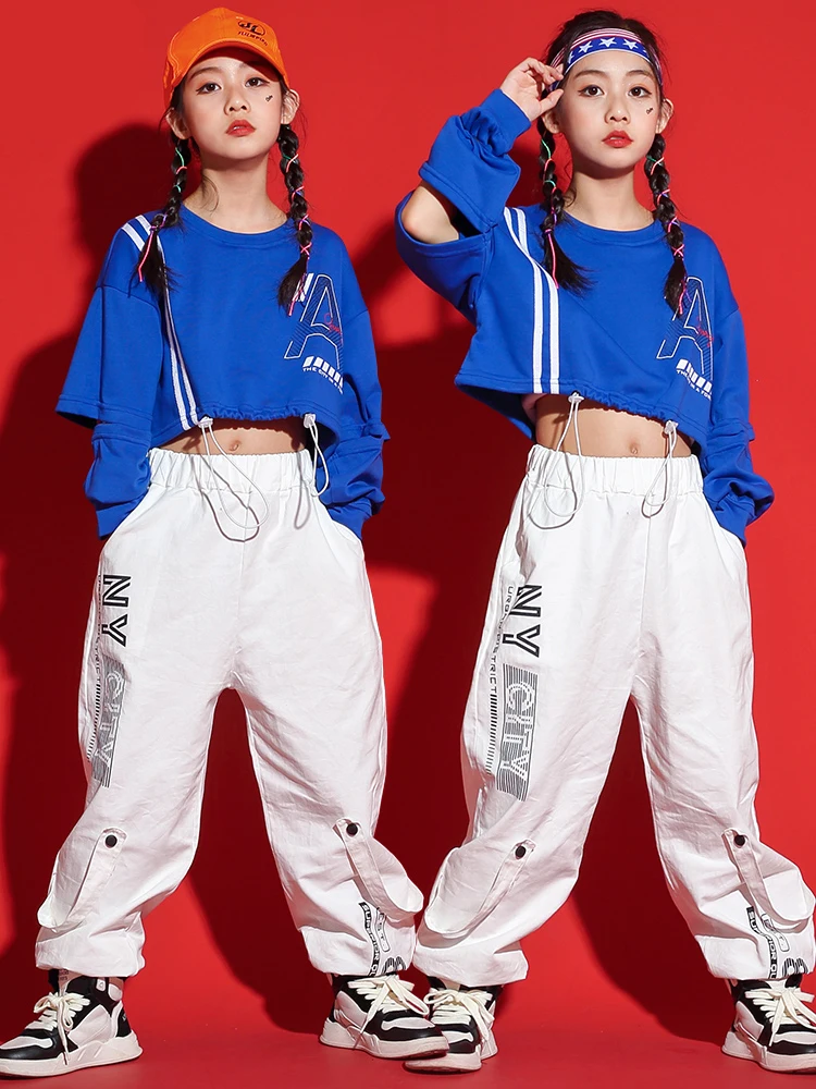 

Teen Girls Street Dance Performance Stage Clothes Loose Hiphop Streetwear Kids Autumn School Jazz Dancing Group Dancewear YS2478