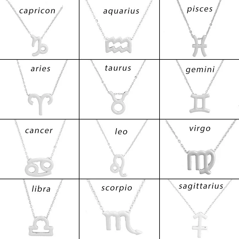 

YUNAO New 12 Constellation Necklace Pendant Hot Selling Necklace Jewelry Spring/Summer Card Necklace Couple Necklace Gift