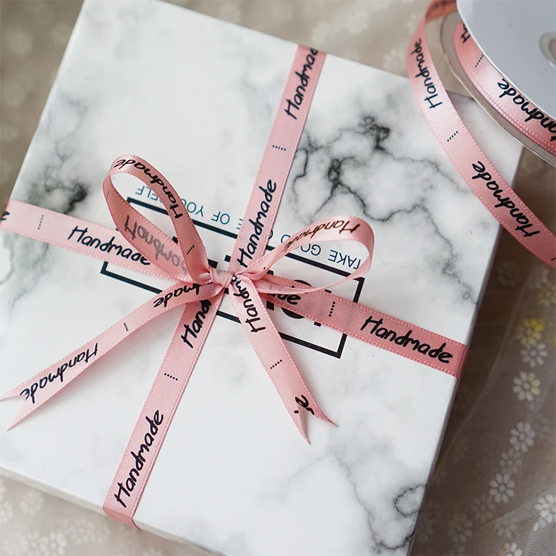 Шелковые атласные ленты с буквенным принтом 1 см 2 м/лот для упаковки подарков на