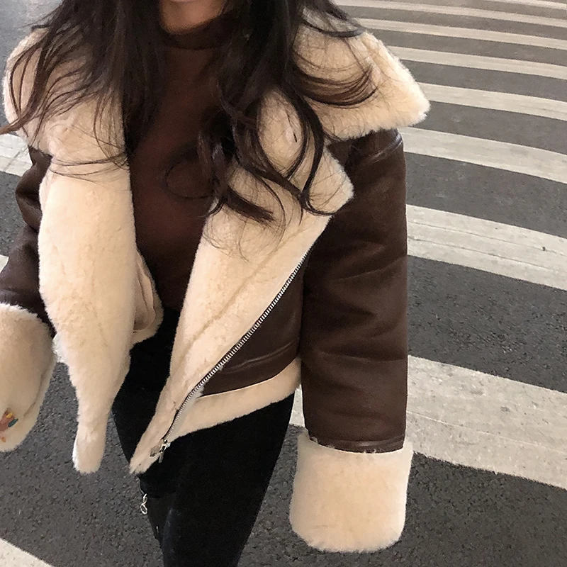 2021 женское осенне-зимнее пальто из овчины ягненка меховая сплошная утепленная