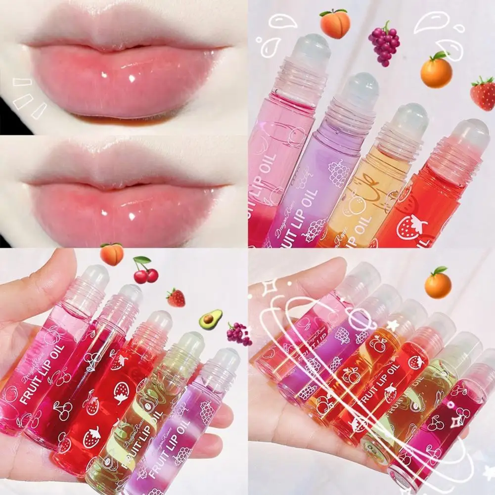 

8ml Lip Gloss Healthy Natural Extract Roller Bead Fruit Moisturizing Waterproof Lip Gloss Oil for Women Lip Glaze Lip Tint