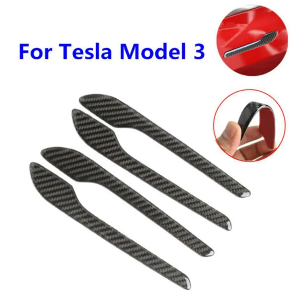 

4 шт./компл. Обложка боковой дверной ручки из углеродного волокна, отделка, внешняя дверная ручка, наклейка, легкая установка для 18-19 Tesla Model 3