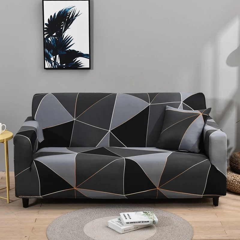 Чехлы для диванов эластичные черные геометрические плед-чехол дивана 1/2/3/4 мест |