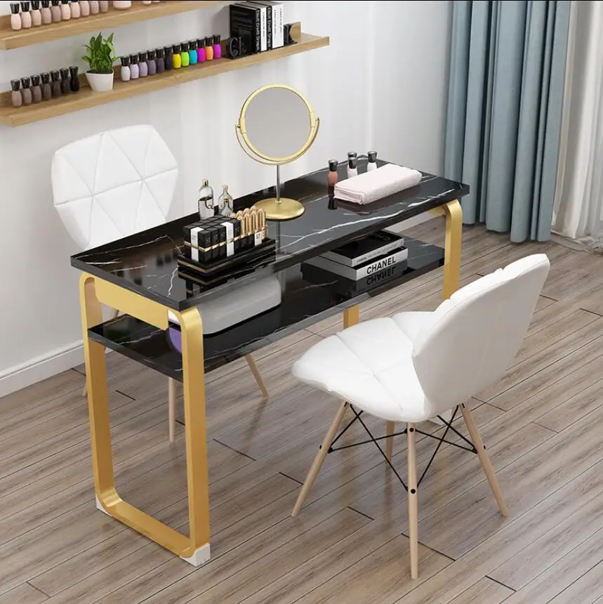 

Net red nail table simple double nail table nail table chair set