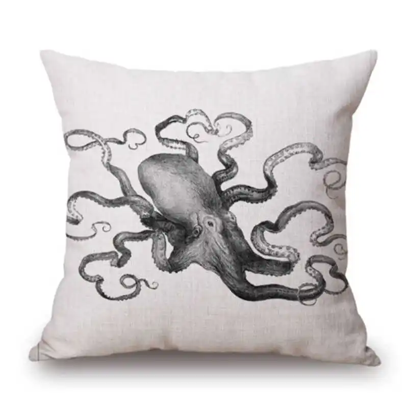 Pillow Cushion Cover New Case and Decorative 18''x18'' Throw Octopus Black White | Дом и сад